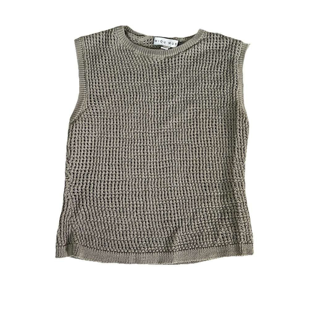 Miou Muse Luna Open Knit Boho Tank Sleeveless Top Size M